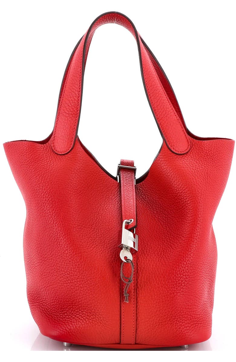 Pre-Owned Hermes Picotin Lock Bag Clemence MM, Main, color, Rouge Casaque