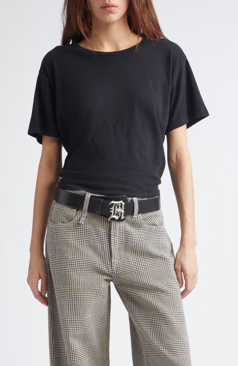 R13 Tight Waist Cotton & Cashmere T-Shirt, Main, color, Black