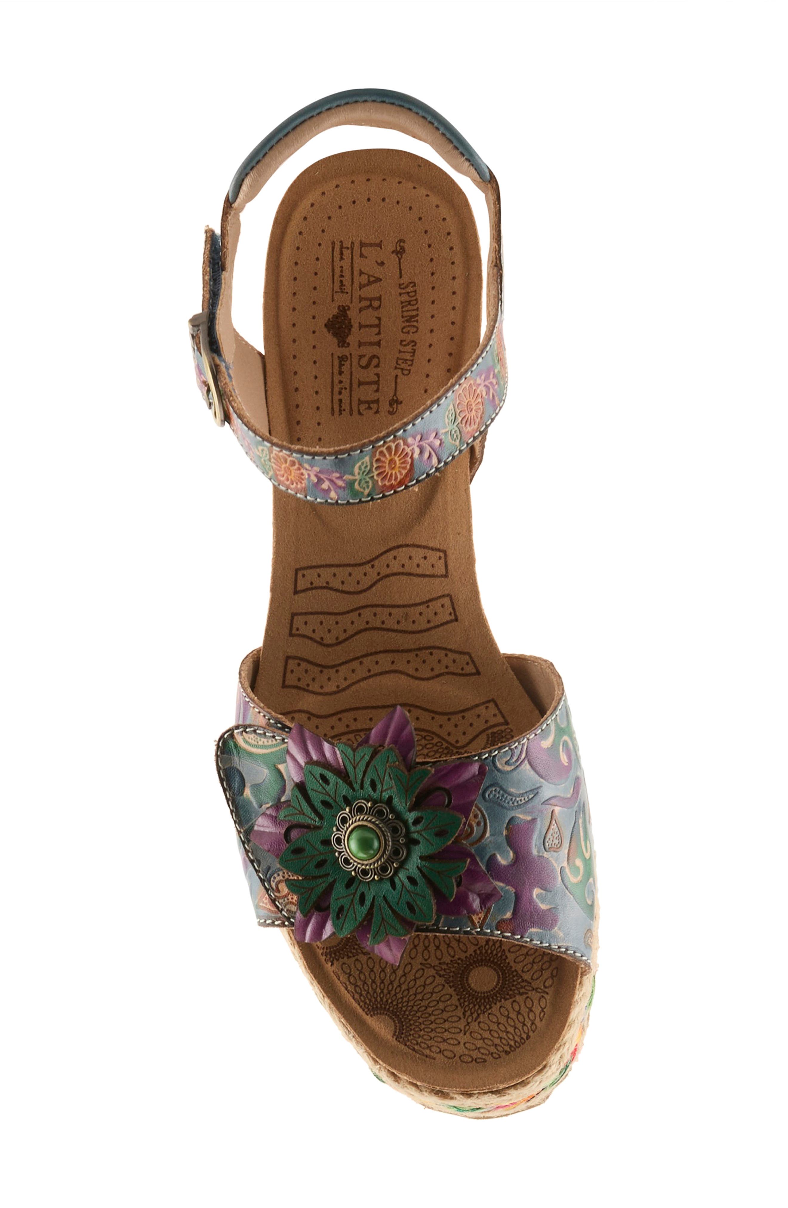 Boca Espadrille Ankle Strap Platform Wedge Sandal, Alternate, color, BLUE MULTI