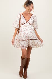 PinkBlush Floral Deep V-Neck Back Cutout Dress