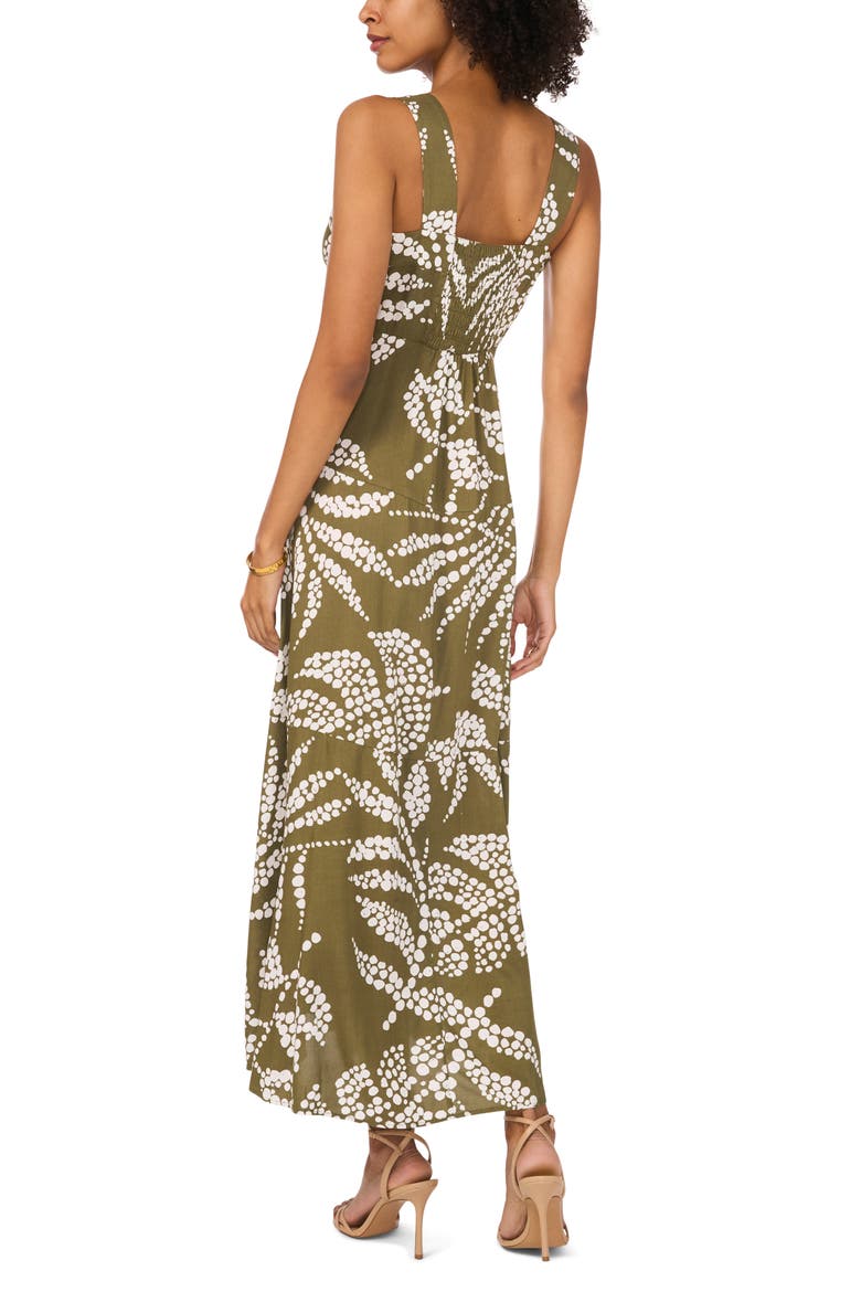 Printed Square Neck Maxi Sundress, Alternate, color, PESTO