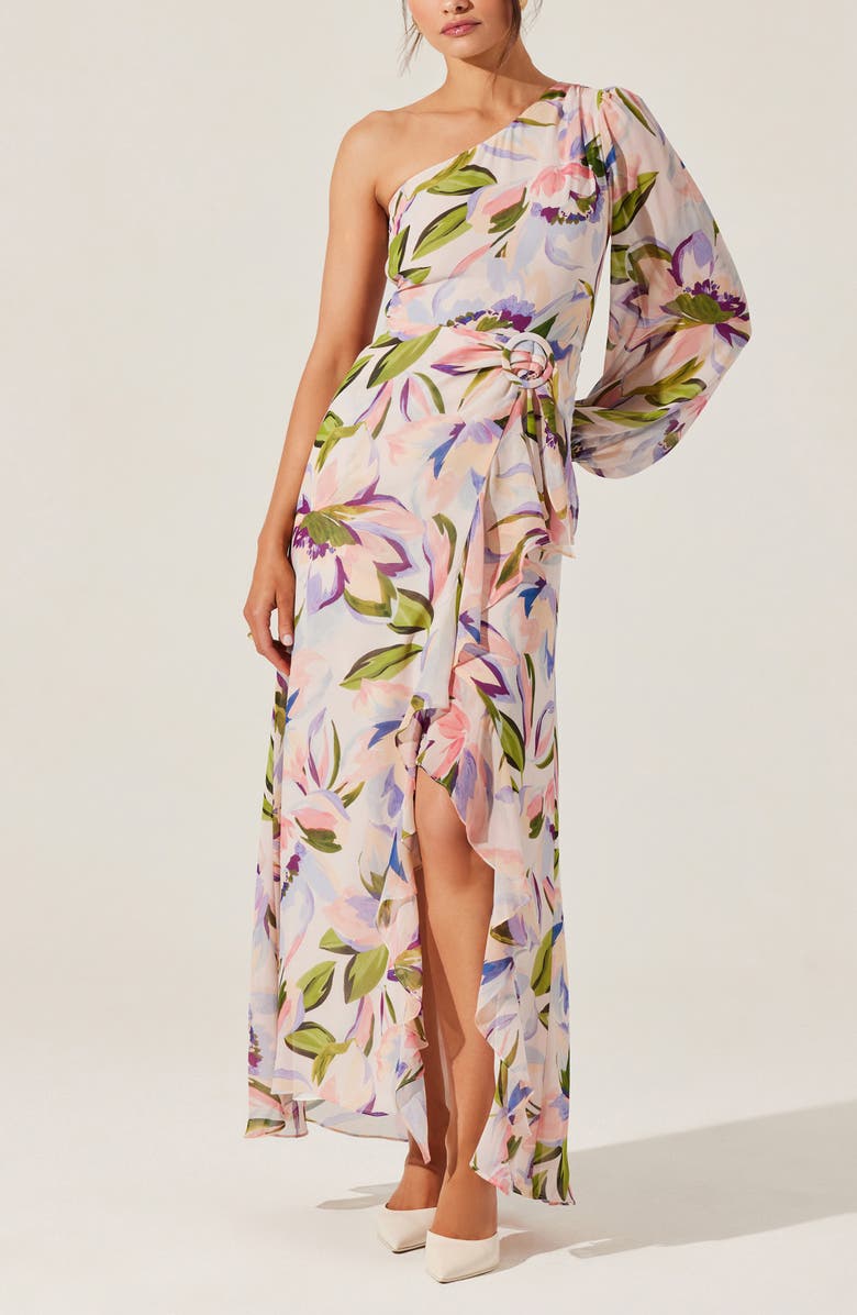 ASTR the Label Sandersonia Floral Print Asymmetric Dress, Alternate, color, 