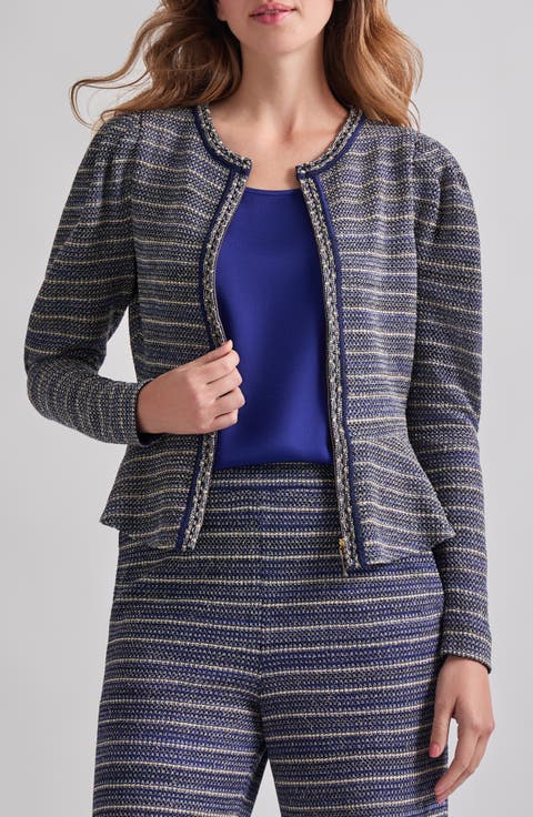 Metallic Tweed Peplum Jacket