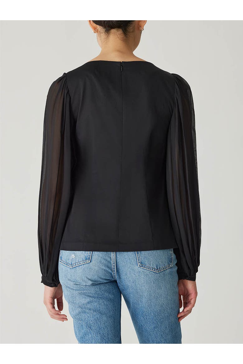 Heavy Cotton Chintz Boat Neck Top, Alternate, color, BLACK