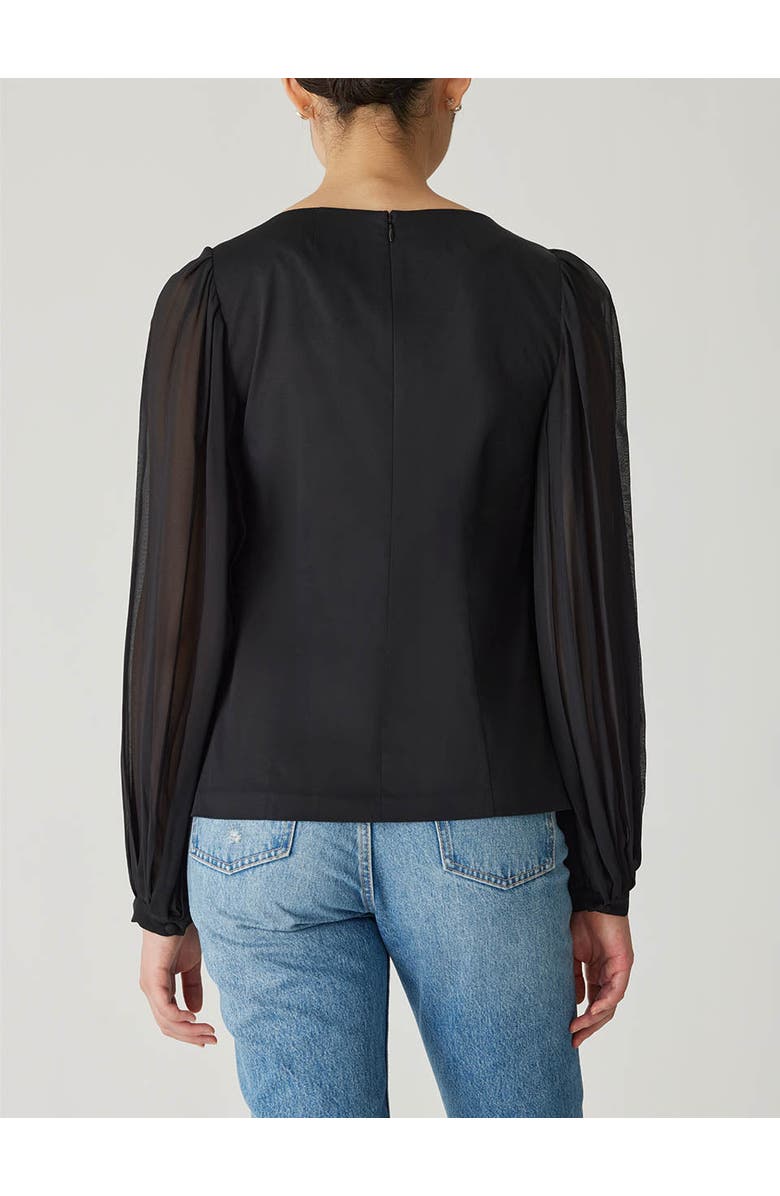 Rebecca Taylor Heavy Cotton Chintz Boat Neck Top, Alternate, color, Black