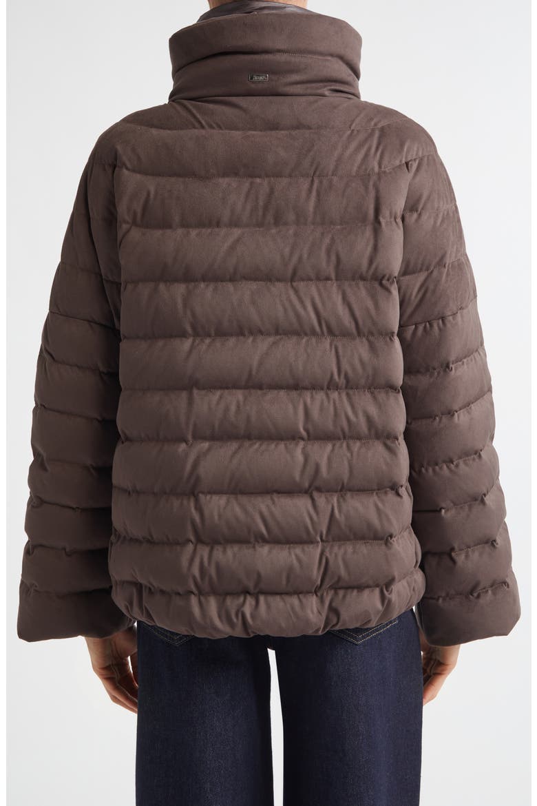 Faux Suede Quilted Down Puffer Jacket, Alternate, color, 8993 MARRONE SCURO