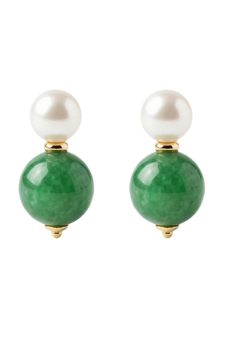 Robyn Pearl and Jade Drop Earrings, Main, color, Bright green