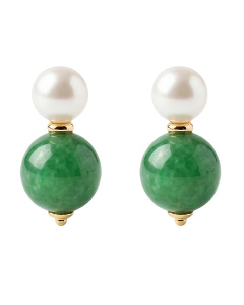 Robyn Pearl jade stone drop earrings