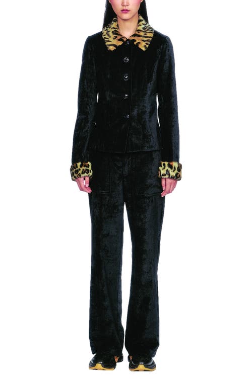 Anna Sui Tapestry Faux Fur Jacket In Black