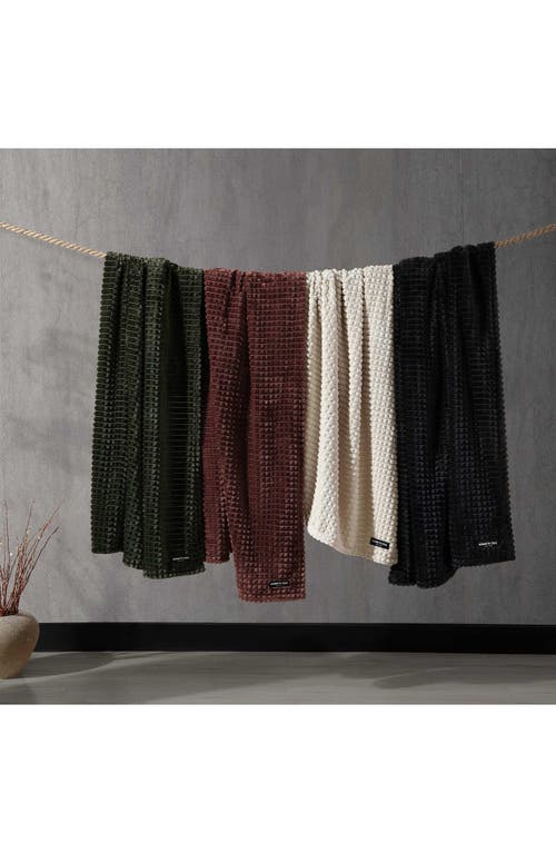 Kenneth Cole New York Solid Textured Plush Throw In Dark Green