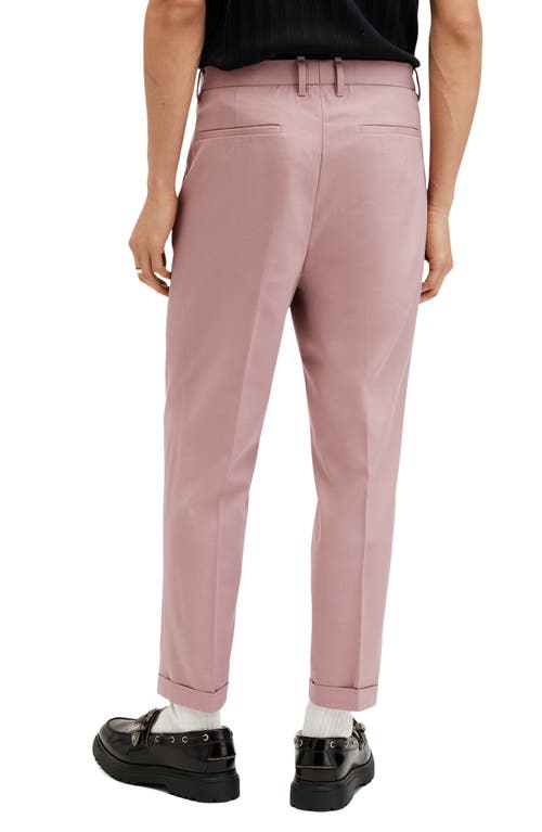 Allsaints Tallis Slim Fit Cropped Tapered Pants In Dusty Pink