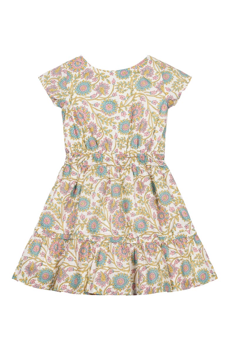 Hope & Henry Girls' Organic Short Sleeve Split Neck Tiered Dress, Toddler, Main, color, 