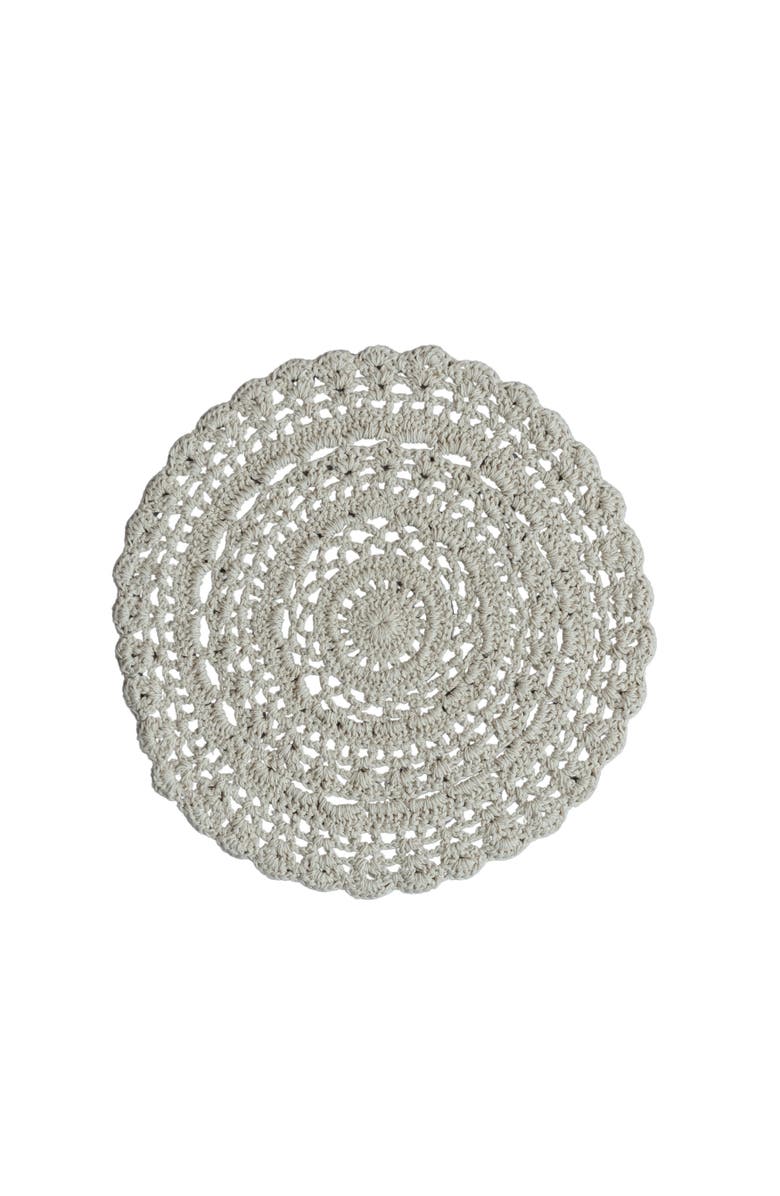 Storied Home Cotton Blend Crocheted Round Placemat, Natural, Main, color, Natural