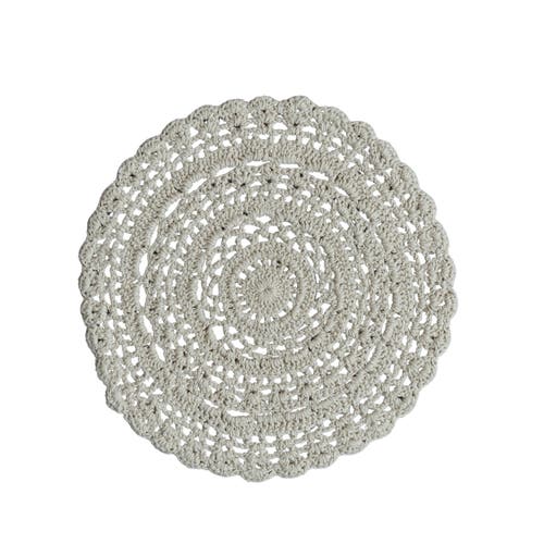 Storied Home Cotton Blend Crocheted Round Placemat, Natural In Gray