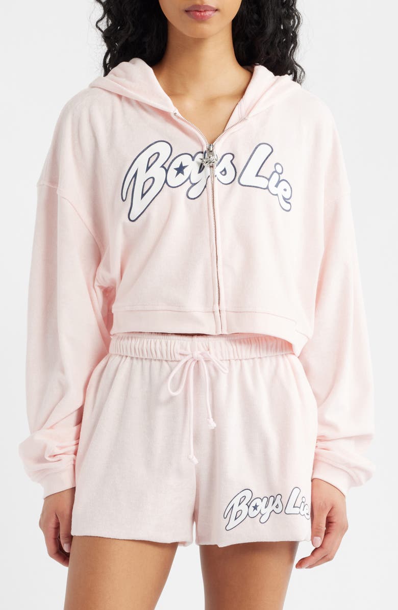 BOYS LIE Starlight Alex Crop Zip-Up Hoodie, Alternate, color, Pink