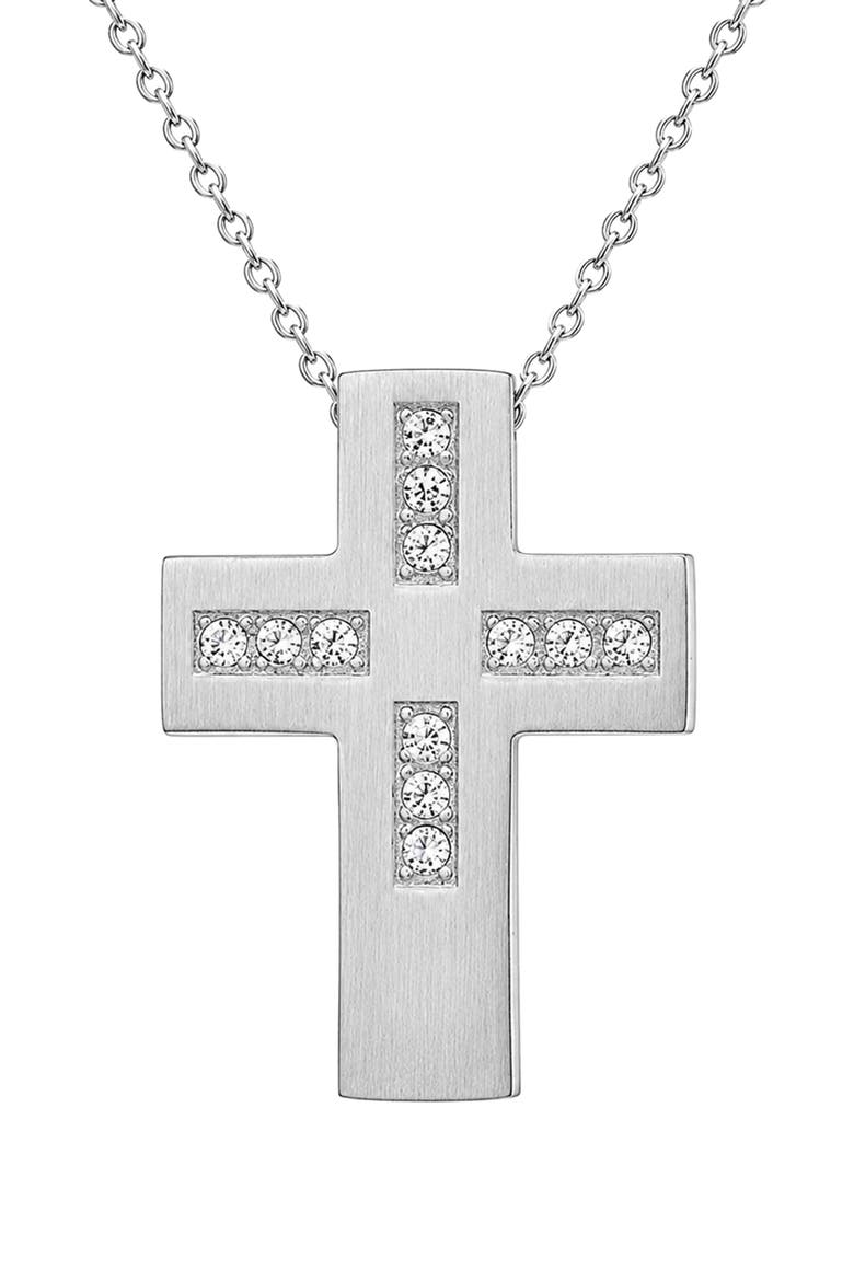 Men's Cross Pendant Necklace, Main, color, SILVER