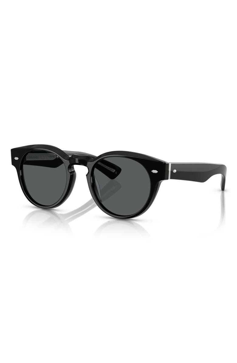 Oliver Peoples Hayton 49mm Polarized Small Phantos Sunglasses, Alternate, color, Black / Midnight Express Polar