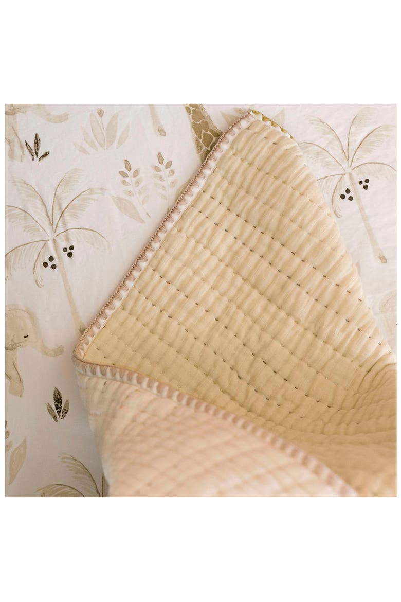 Quilted Cotton Baby Blanket, Alternate, color, TAN/ WHITE