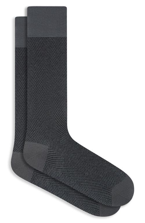 Bugatchi Herringbone Mercerized Cotton Blend Dress Socks In Gray