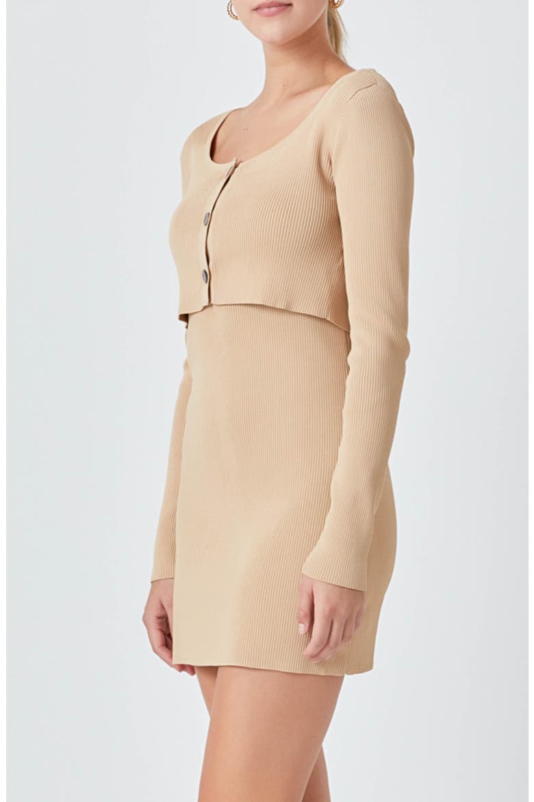 Ribbed Cropped Cardigan, Alternate, color, CAMEL
