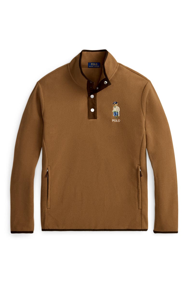 Polo Bear Fleece Quarter Zip Pullover, Alternate, color, BROWN