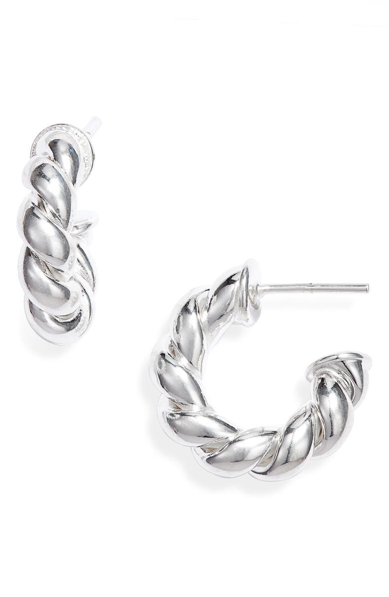 Child of Wild Twisted Sister Small Hoop Earrings, Main, color, Silver