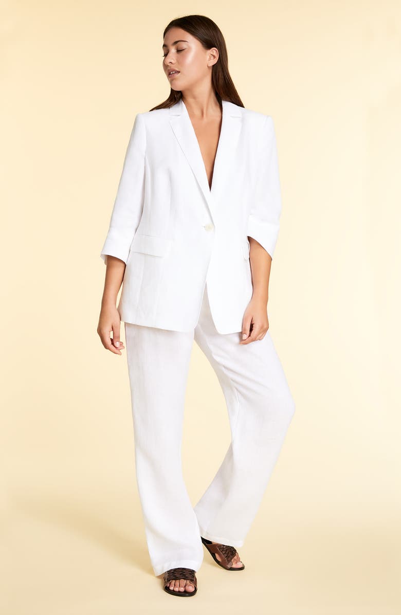 Marina Rinaldi Registro Wide Leg Linen Pants, Alternate, color, 