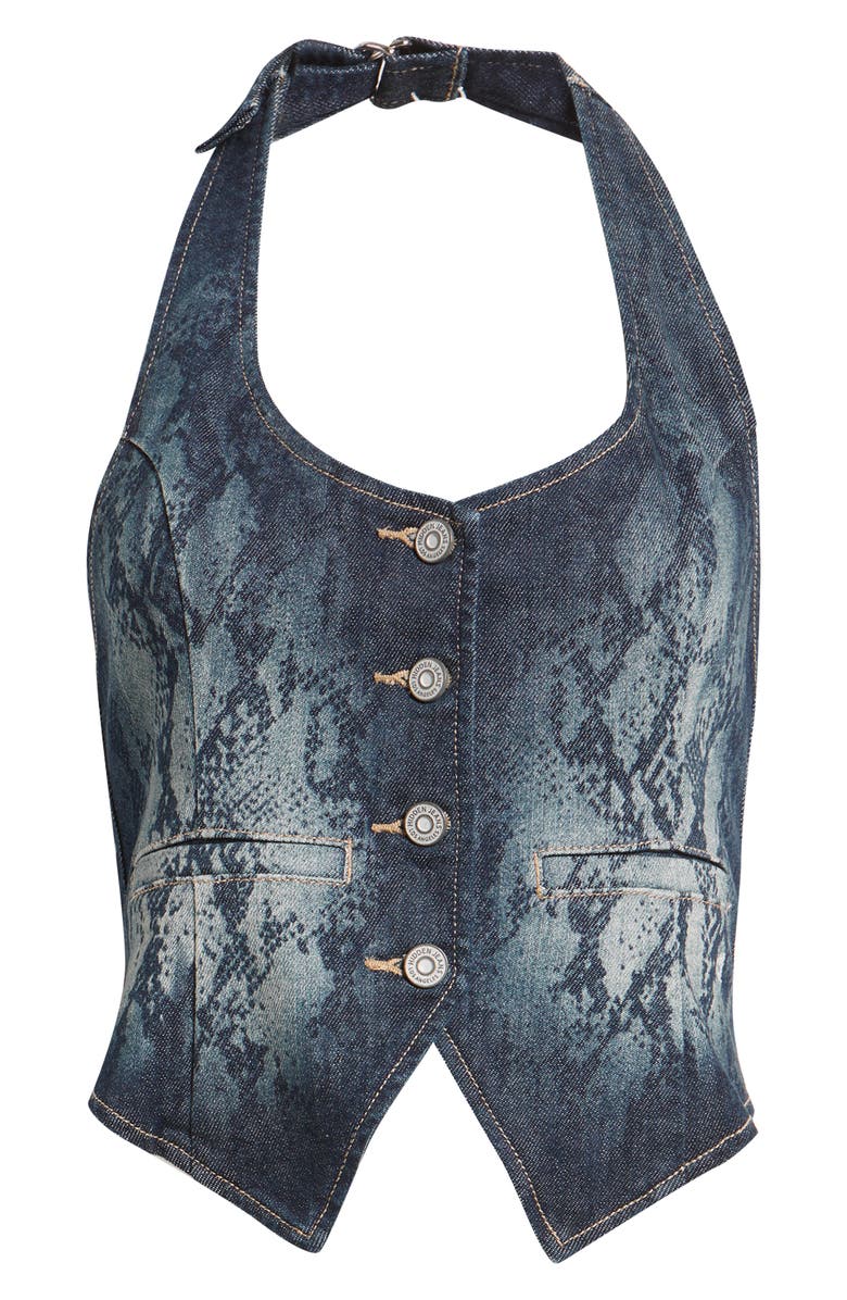 HIDDEN JEANS Snake Print Denim Halter Vest, Alternate, color, Snake