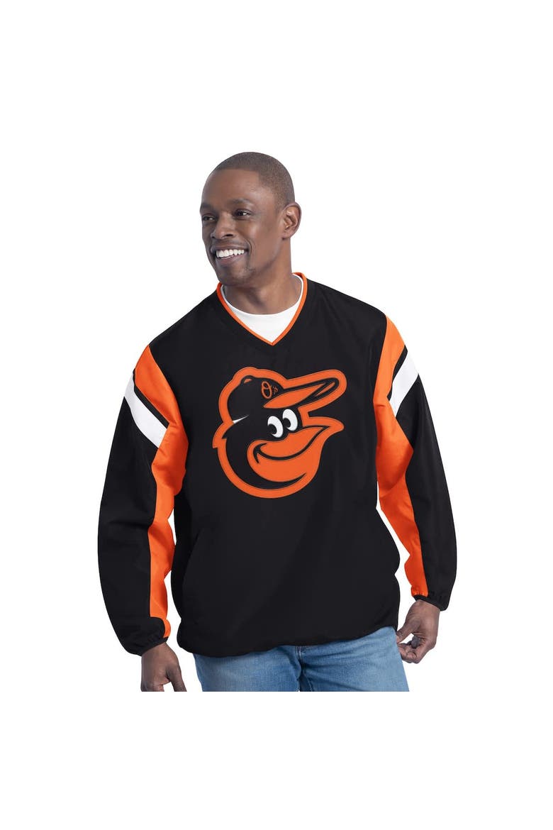 Men's G-III Sports by Carl Banks Black Baltimore Orioles Double Coverage V-Neck Pullover, Main, color, Black