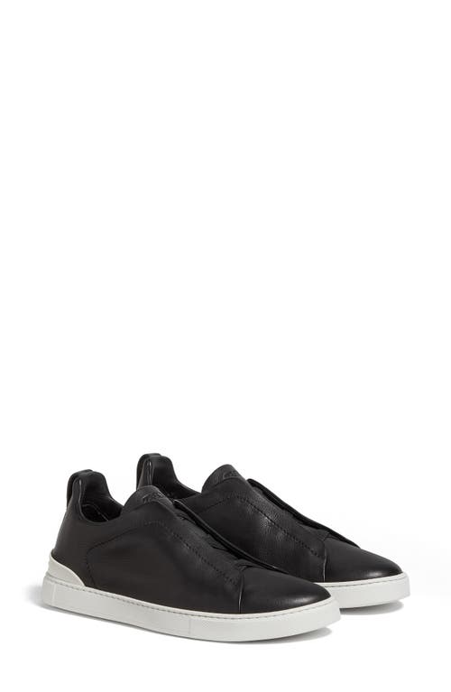 Zegna Leather Sneakers In Black