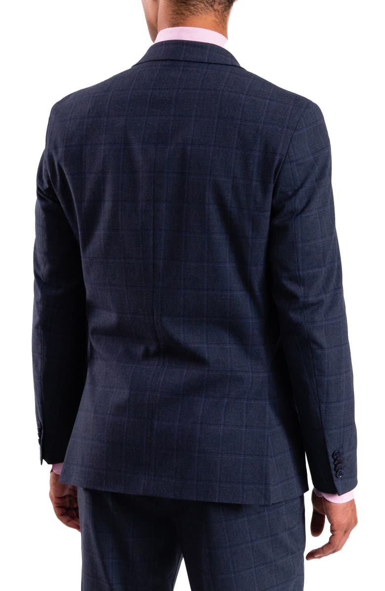 SAVILE ROW CO Windowpane Plaid Tailored Fit Suit, Alternate, color, Blue