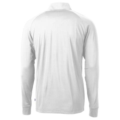 Men's Cutter & Buck  White North Carolina Tar Heels Vault Adapt Eco Knit Stretch Recycled DryTec Quarter-Zip Top