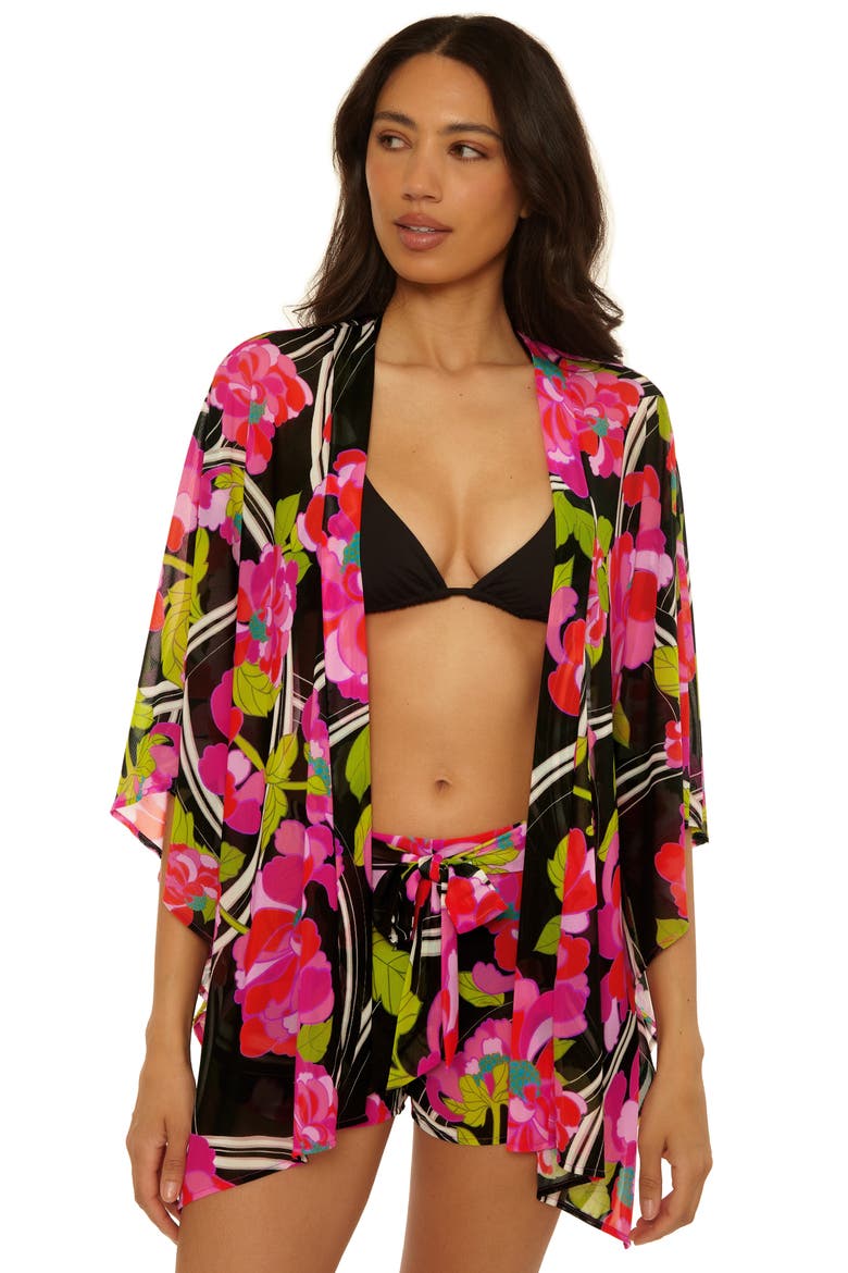 Bougainvillea Floral Print Cover-Up Tunic, Alternate, color, MULTI