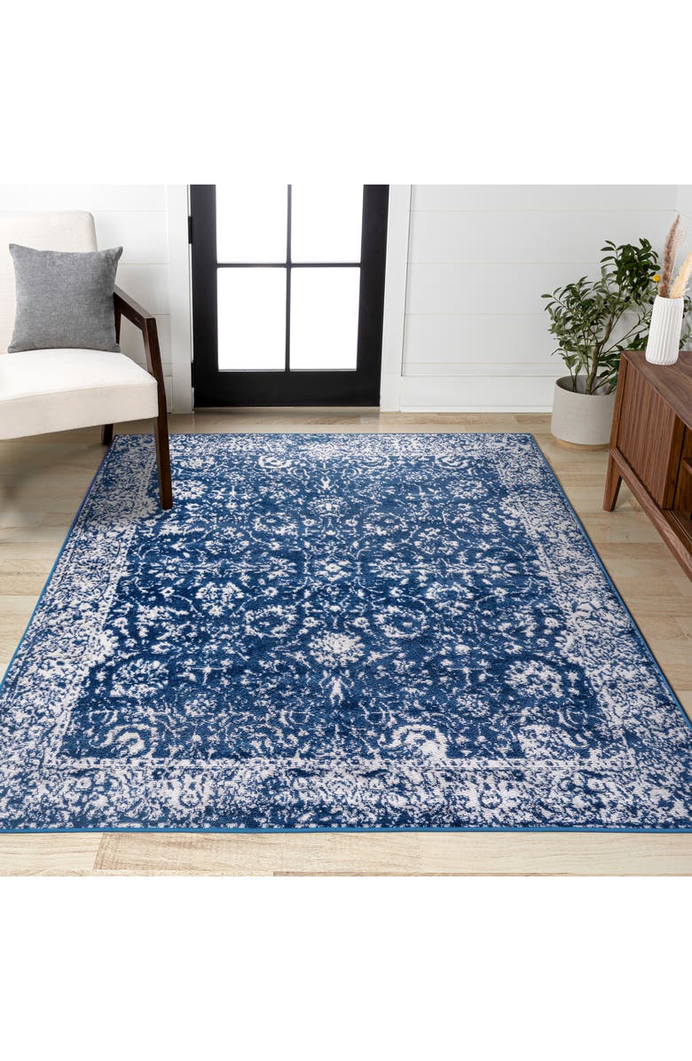 JONATHAN Y Soleiman Modern Persian Area Rug, Alternate, color, Navy