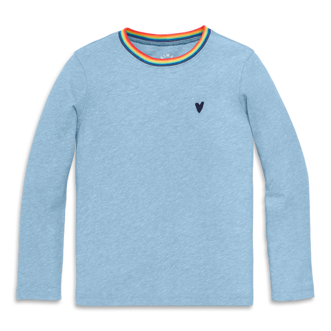 Kids Long Sleeve Heathered Embroidered Heart Tee (Toddler, Little Kid & Big Kid)