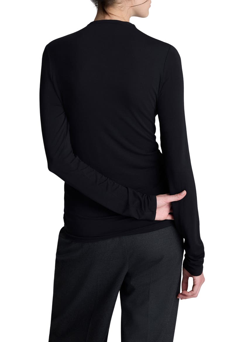 Ruched Mock Neck Top, Alternate, color, BLACK