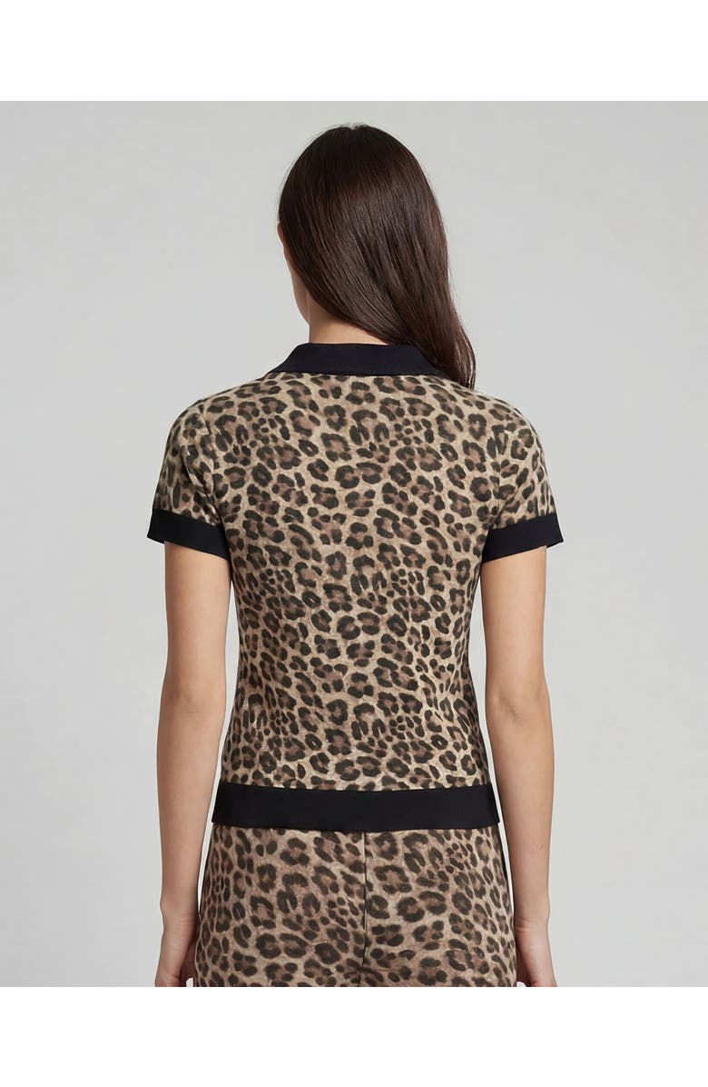 Lords of Harlech Leopard Womens Merino Silk Cashmere Polo, Alternate, color, Leopard Brown