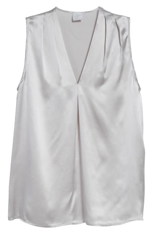 Eleventy Pleated Sleeveless Silk Satin Top