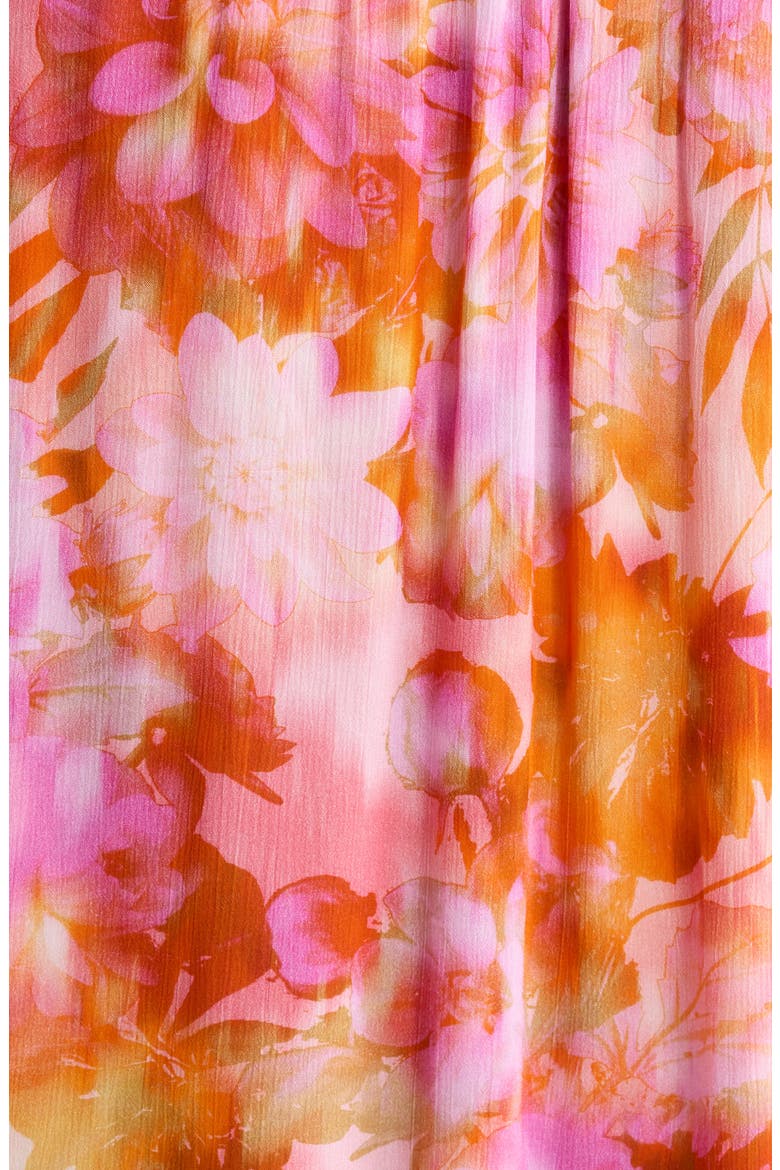 Floral Print Flutter Sleeve Top, Alternate, color, ORANGE/ PINK MULTI