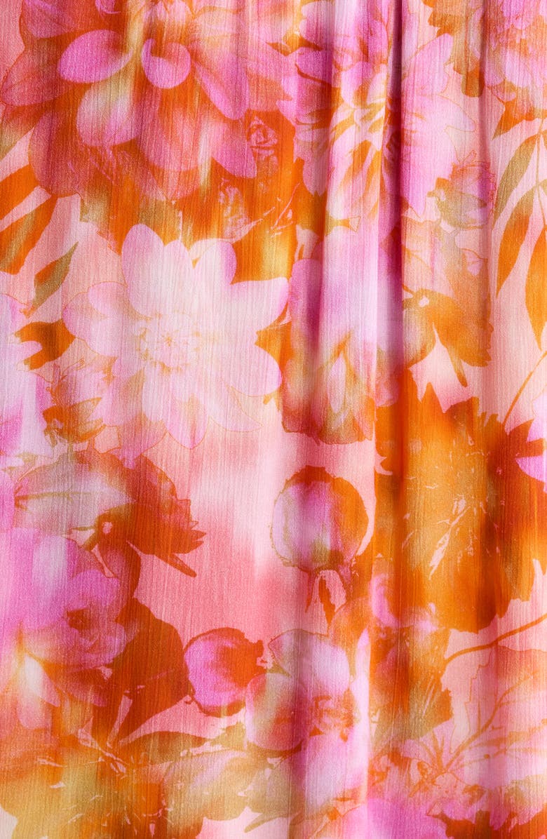 Liverpool Los Angeles Floral Print Flutter Sleeve Top, Alternate, color, Orange/ Pink Multi