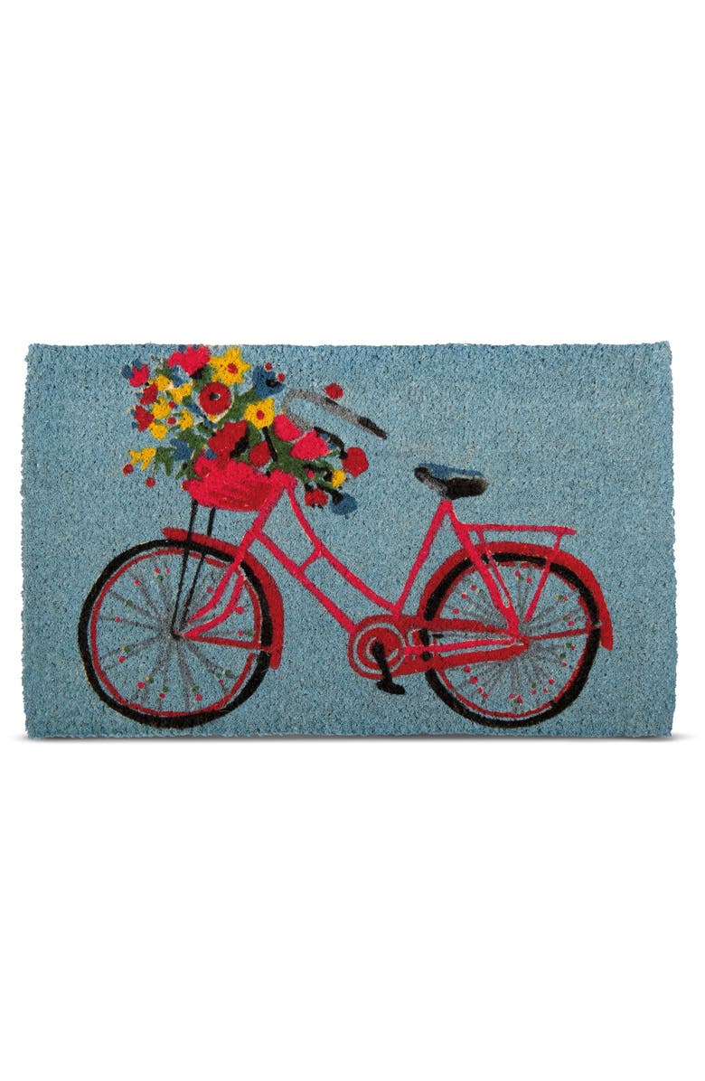 tag Bike Rider Coir Rectangle Indoor Outdoor Doormat Blue, Main, color, Blue