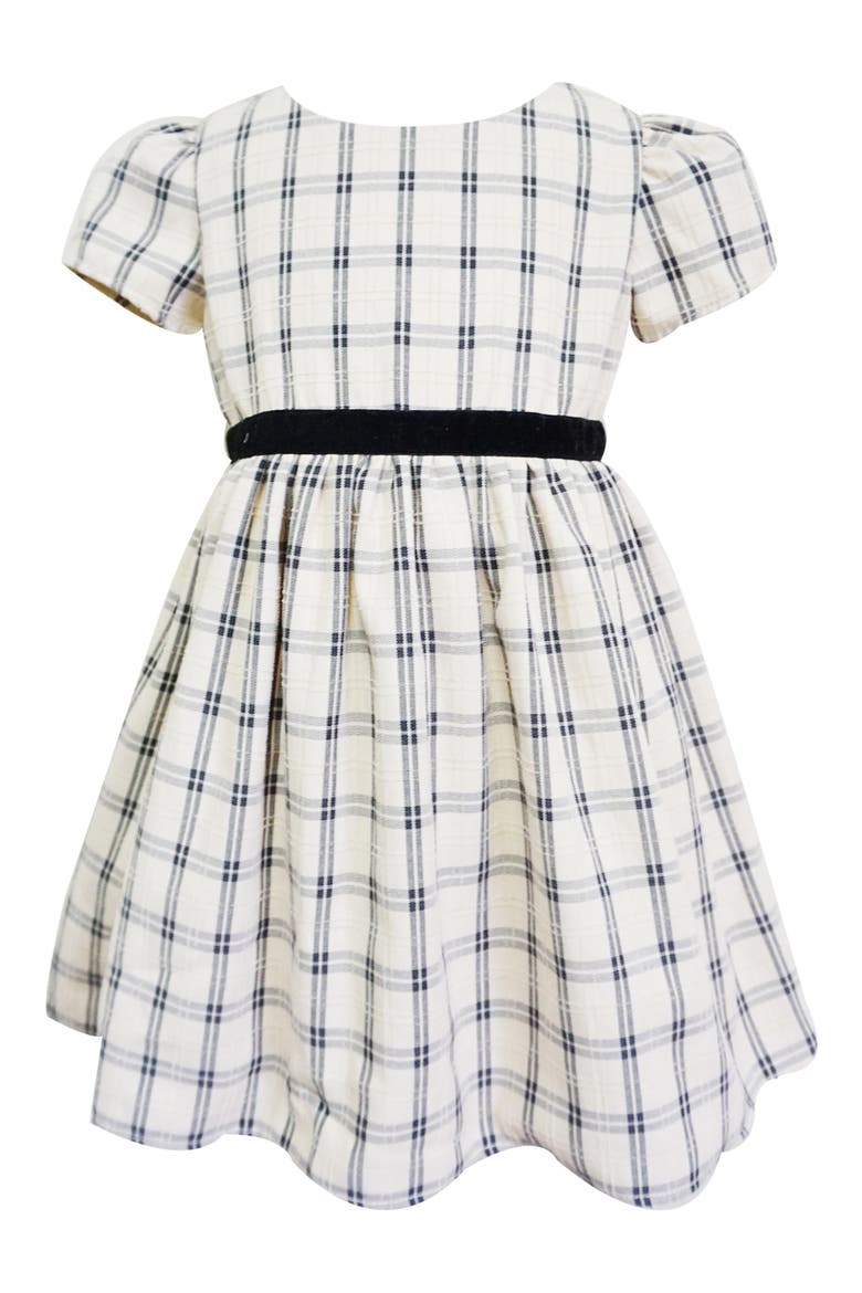 Cap Sleeve Check Dress, Main, color, BLUE MULTI