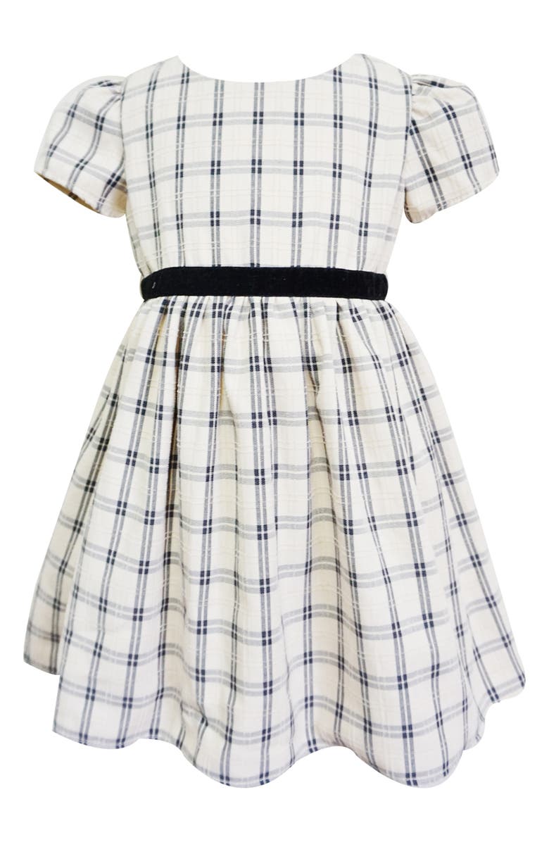 Popatu Cap Sleeve Check Dress, Main, color, Blue Multi
