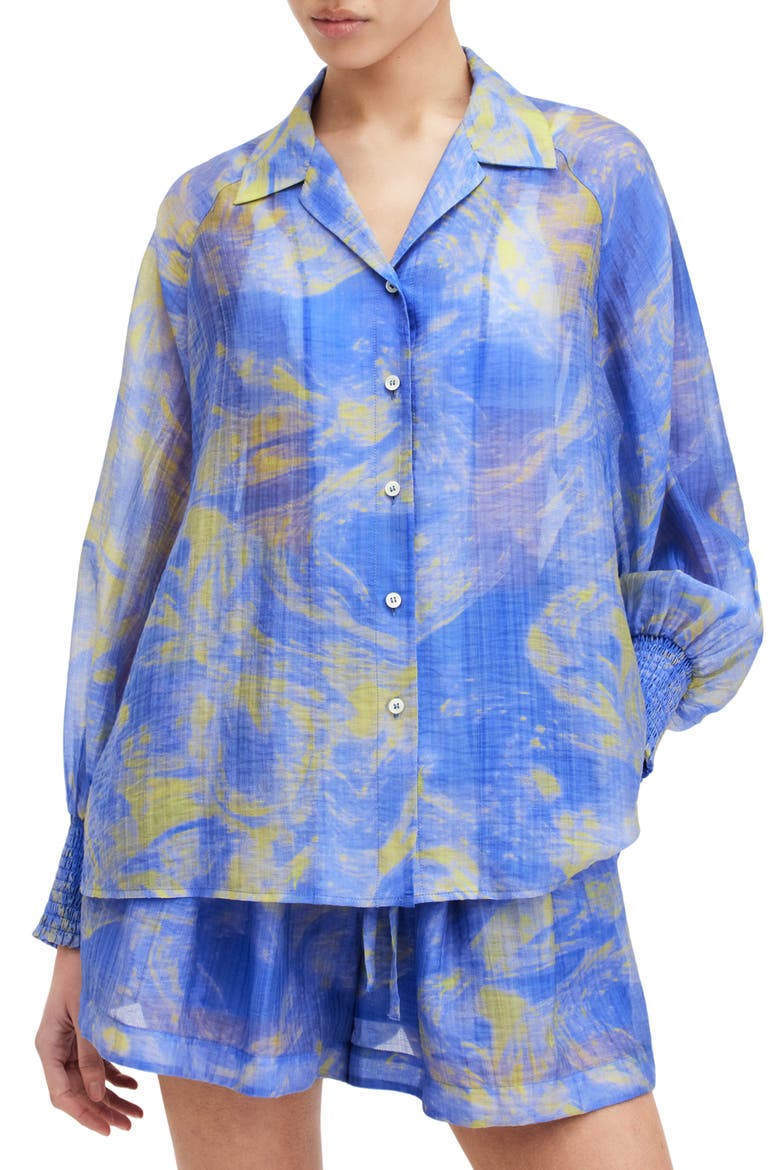 Isla Inspiral Button-Up Shirt, Main, color, ELECTRIC BLUE