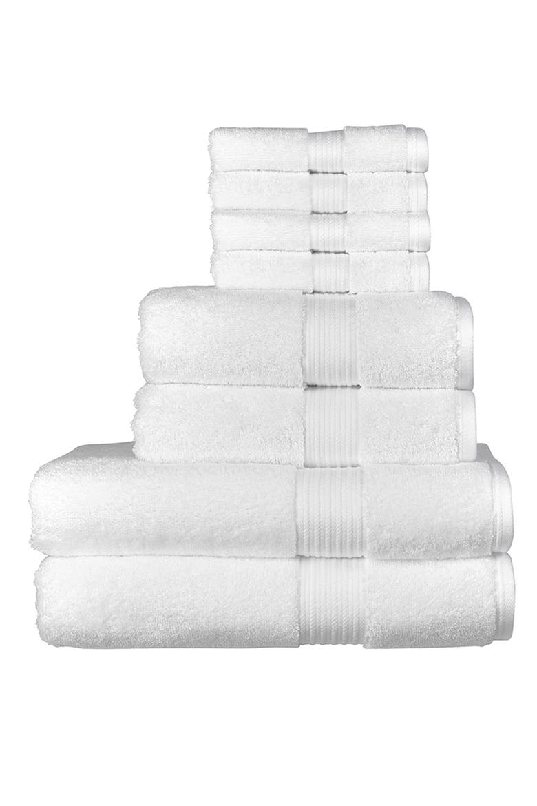 Supreme Hygro Luxury 100% Supima Cotton 8 Piece Towel Set, Main, color, White