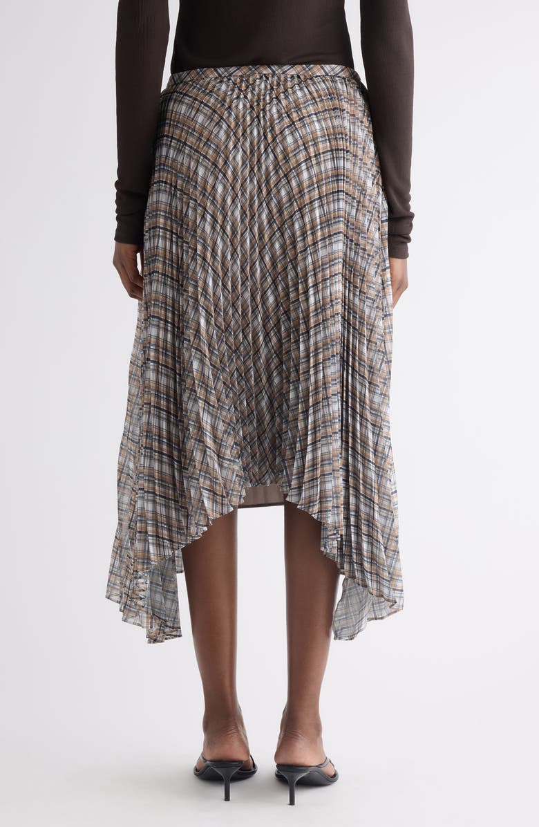 Acne Studios Plaid Bias Cut Pleated Skirt, Alternate, color, Grey