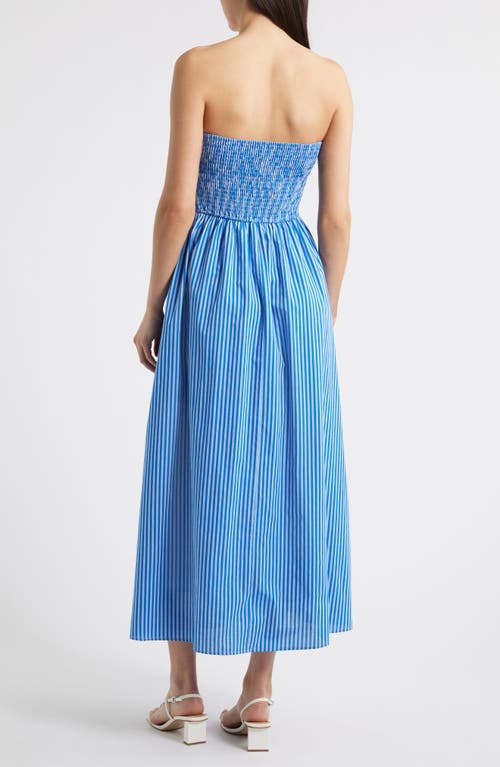 Moon River Shirred Poplin Maxi Dress In Blue