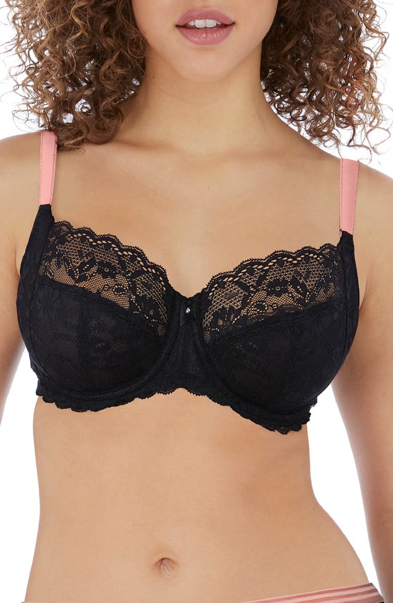 Freya Offbeat Underwire Side Support Bra, Main, color, Black