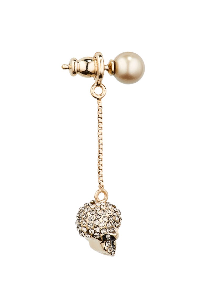 Alexander McQueen Pavé Skull Drop Earrings, Alternate, color, 2080 0468/ MIX