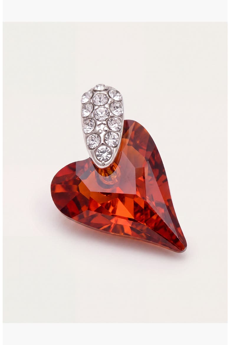 Dangle Crystal Heart Earrings, Alternate, color, Red